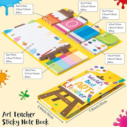 B1ykin Cute Sticky Notes Set - World’s Best Art Teacher Self-Stick Notes Pad, 550 Sheets Writing Memo Pages Sticky Notepad for Appreciation Gifts, School Office Party Supplies (Art Teacher)