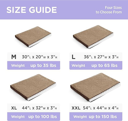 LE SURE Washable Dog Bed Cover Replacement - Medium Size Plush Fleece Cover for Orthopedic Egg Crate Foam Pet Mat 30x20x3 Inches, Brown