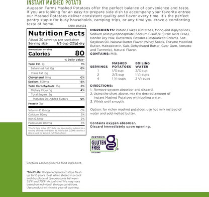 Augason Farms Instant Mashed Potatoes Can, Emergency Food Supply, Everyday Meals, 30 Servings