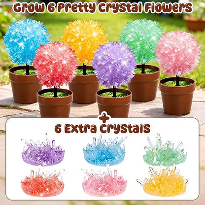 MOVINPE Crystal Flower Growing Kit for Kids – 12 Pack Valentine’s Day Classroom Gift Exchange, STEM Crystals Flower Science Kits with 6 Colors Crystal Powder & Seeds, Non-Candy School Gifts