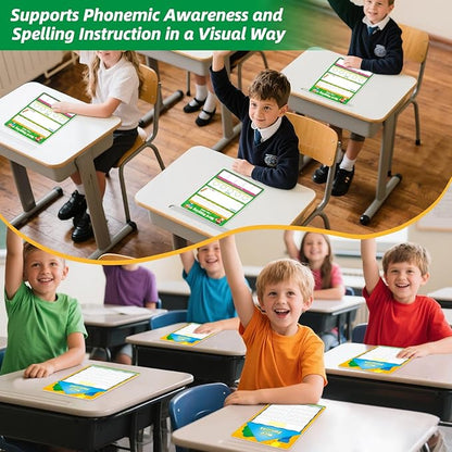 12 Packs Word Families Read and Rhyme Phonemic Awareness Dry Erase Board, Speech Therapy Phonics Games Flash Cards, Elkonin Boxes Science of Reading Spelling Manipulatives Classroom Must Have