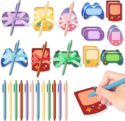 Bright Color Sticky Note - 72Pcs Video Game Super Sticky Note Pads Pen Ribbon Set Sticking Power Memo Pads School Supplies Office Products Page Markers Clean Removal Strong Adhesive Index Tab