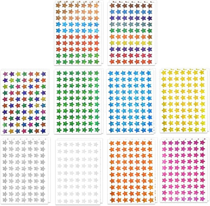 1400 Pcs Star Stickers (20 Sheets), Small Star Stickers Holographic Colorful for Student Reward, Planner Stickers for Teachers Classroom, Behavior Chart & Scrapbooking