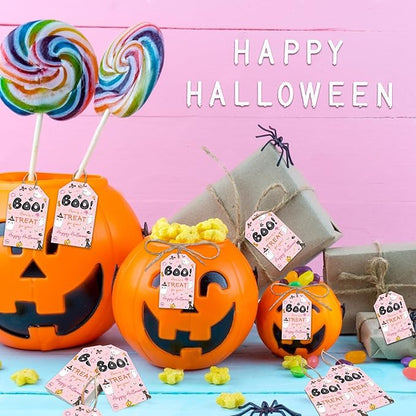 Halloween Treat Boo Tag, Spooky Girl Pink Ghost Gift Tags, Halloween Pumpkin Party Favor Tags, Students Teachers Halloween Appreciate Sticker