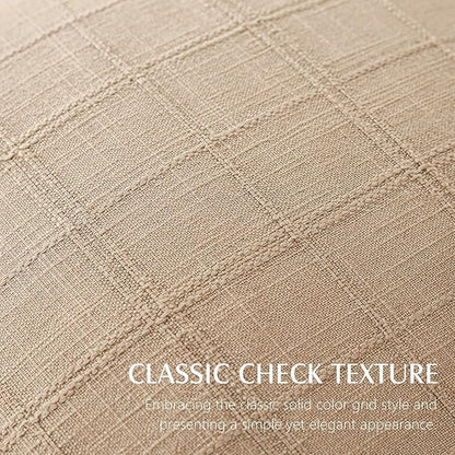 Foindtower Set of 2 Decorative Linen Check Throw Pillow Covers Neutral Farmhouse Vintage Cushion Covers Modern Coastal Boho Home Decor For Sofa Chair Couch Bedroom Living Room Outdoor,22×22 Inch,Camel