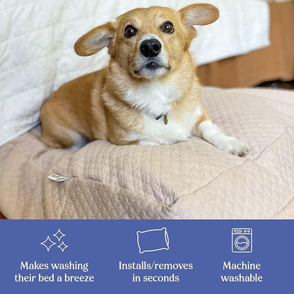 4Knines Luxury Dog Bed Cover – Waterproof Cover for Dog Bed – Heavy Duty Quilted Material – Durable, Machine Washable – USA Based Brand – Extra Large (Fog)