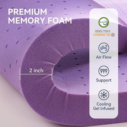 BDEUS Dual Layer 5 Inch Memory Foam Mattress Topper California King Size, 2 Inch Gel Memory Foam Plus 3 Inch 1450 GSM Down Alternative Quilted Pillow Top Mattress Pad Cover,White