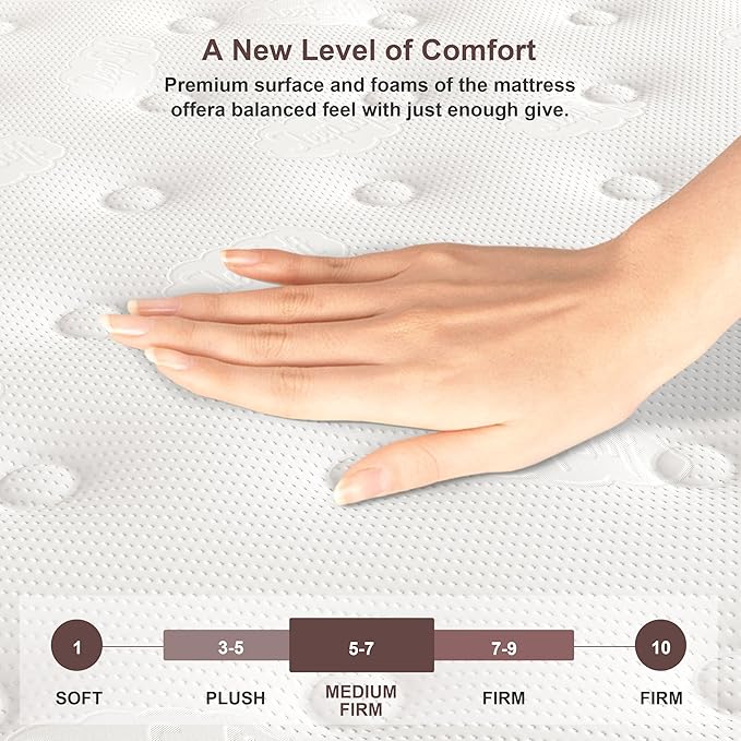 Queen Mattress, 14 Inch Pillow Top Queen Size Mattress – Plush Comfort with Pocketed Coils & Pressure Relief – Ideal for Side Sleepers, Motion Isolation & Back Pain Relief,Firm
