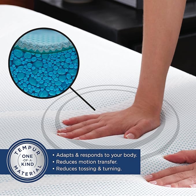Tempur-Pedic TEMPUR-Adapt + Cooling 3-Inch Twin XL Mattress Topper Luxury Premium Foam, Washable Cover, Cooling Topper, White