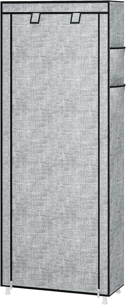 Calmootey 9 Tier Shoe Rack Organizer,Portable Shoe Shelf with Nonwoven Fabric Cover for Closet Hallway,Bedroom,Entryway, Ash Grey