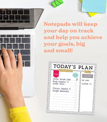 Carson Dellosa Notepad 3-Pack Set, Note Pads for To Do List, Sketch Pad, Grocery List, Checklist, and Classroom Organization Stationary, Desk Accessories and Office Supplies