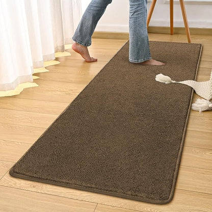 DweIke 2x6 Light Brown Runner Rugs, Thickened Memory Foam Bedside Rug for Bedroom Living Room, Washable Non-Slip Carpet for Kids Girls Nursery Dorm Room Decor