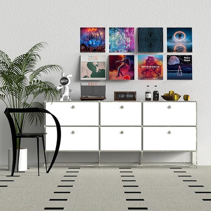 ILYXY Clear Acrylic Vinyl Record Holder – 8 Pack 12-Inch Wall Mount Shelves, Album Display Frames for LP Records, Decorative Rack for Collectors & Vinyl Lovers