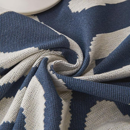STACYPIK Jacquard Blue Geometric Sofa Cover Thick Soft Boho Couch Covers for 1 Cushion Couch Dogs Cats Furniture Protector Cover Reversible Armchair Cover for Pets Dog Cat Sofa Throw Cover-71X71IN
