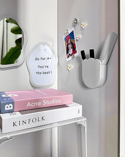 KEYDUACU 12 pcs Girls Locker Accessories, Locker Decorations Including Mirrors, whiteboards, Magnets and organizing Supplies. Ideal for Back-to-School Essentials and The Office (12 pcs-Light Gray)