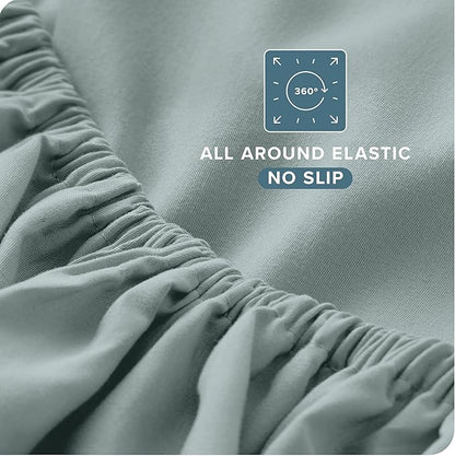 Bare Home Full Sheet Set - Luxury 1800 Ultra-Soft Microfiber Full Bed Sheets - Double Brushed - Deep Pockets - Easy Fit - 4 Piece Set - Bedding Sheets & Pillowcases (Full, Sea Spray)
