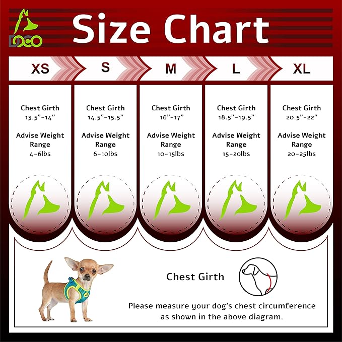DOCO Dog Harness (Chest 13.5"-14", Weight 4–6 lbs) Athletica Adjustable Heavy Duty No Choke Puppy Vest for Small Dogs Lightweight Air Mesh, Reflective, Puppy Essentials – Orange, X-Small
