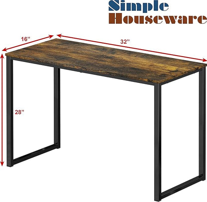 SHW Mission 32-Inch Home Office Computer Desk, Rustic Brown