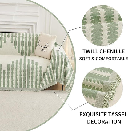 HAOMAIJIA Boho Sofa Covers Couch Covers for 3 Cushion Couch Sofa Pet Friendly Soft Thick Couch Cover for Dogs Washable Sectional Couch Covers L Shape Furniture Protector (Sage Green, 71"x150")