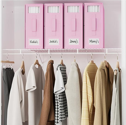 SUOCO SheetCube Bed Sheet Organizers and Storage 4 Pack, Foldable Linen Closet Organizer with Window and Label, Bedding Folder Storage Box Container for Blanket, Duvet Cover Set, Bed Sheet Set - Pink