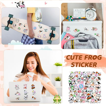 Crtin 69 Pcs Cute Sticky Notes Set,Cartoon Pen, Stickers, Paperclip, Sticky Memos Office & Party Favors(Cow)
