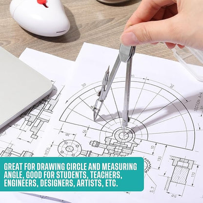 EBOOT Student Geometry Math Set, Drawing Compass and 6 Inch Swing Arm Protractor 180 Degree Math Protractor(Turquoise)