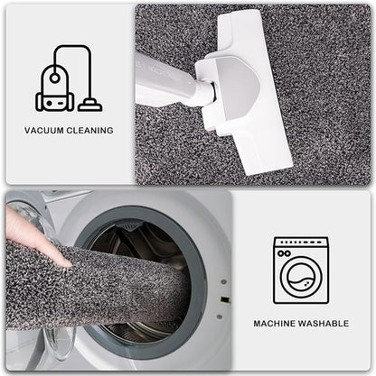 PURRUGS Dirt Trapping Door Mat 36" x 36", Non-Slip Machine Washable Entryway Rug, Dog Doormat, Indoor Front Door Mat, Super Absorbent Entry Rug for Muddy Shoes & Paws, Light Grey-Dark Grey