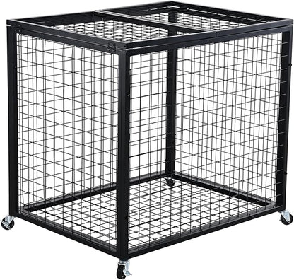 VEVOR Rolling Sports Ball Storage Cart, Lockable Basketball Cage with Double Lids, Sport Equipment Holder Organizer for Indoor Outdoor, Steel Storage Rack for Garages, Playgroup, Gym and Schools