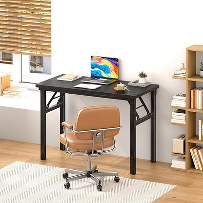 DlandHome 31.5 inches Small Computer Desk for Home Office Folding Table Writing Table for Small Spaces Study Table Laptop Desk No Assembly Required Black DND-AC5CB-8040