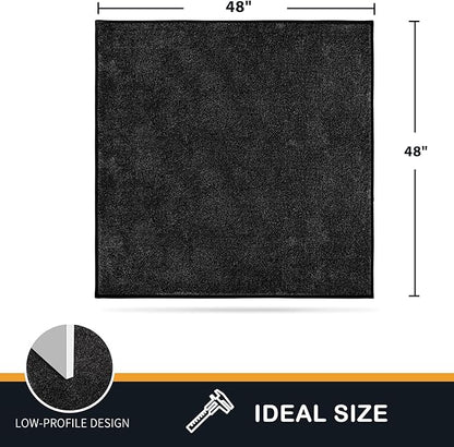 PURRUGS Dirt Trapping Door Mat 48" x 48", Non-Slip Machine Washable Entryway Rug, Dog Doormat, Indoor Front Door Mat, Super Absorbent Entry Rug for Muddy Shoes & Paws, Charcoal