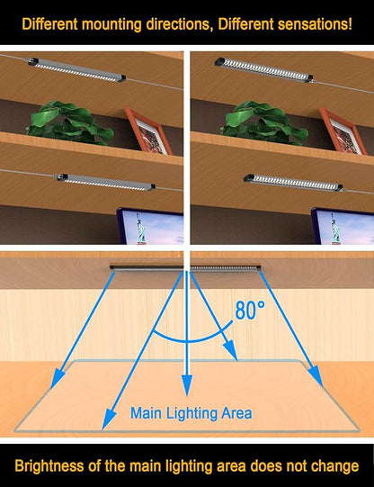 LED Under Cabinet Lighting Touch Under Cabinet Lights Built-in Adjustable Cable & External Cable 3 Panel Under Counter Lights for Kitchen 12W 1350Lm 3000K Warm White Closet Light for Timer