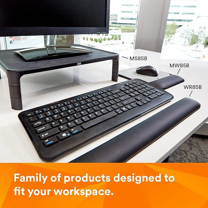 3M Adjustable Monitor Stand for Monitors and Laptops, Three Leg Segments Simply Adjust Height from 1.7" to 5.5", Holds up to 20 lbs, 13.6 in Clearance Between Legs for Storage, Black (MS85B)