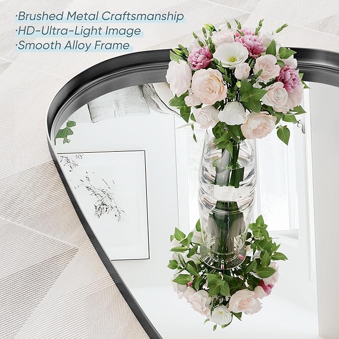 Irregular Wall Mirror 55"x28" Bathroom Mirrors Asymmetrical Artistic Decorative for Living Room Bedroom Bathroom Hallway Entryway,Trapezoid,Black