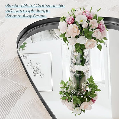 Irregular Wall Mirror 55"x28" Bathroom Mirrors Asymmetrical Artistic Decorative for Living Room Bedroom Bathroom Hallway Entryway,Trapezoid,Black