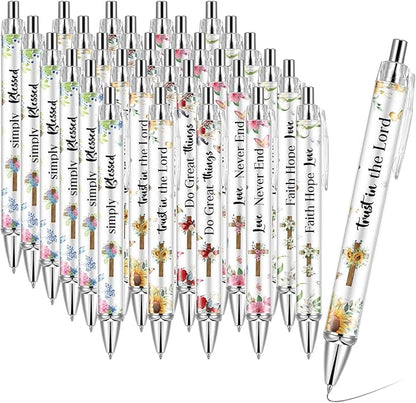 30 PCS Bible Verse Pens, Christian Pen Set, Christian Ballpoint Pens for School Office Church Supplies