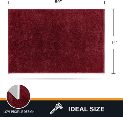 PURRUGS Dirt Trapping Door Mat 34" x 59", Non-Slip Machine Washable Entryway Rug, Dog Doormat, Indoor Front Door Mat, Super Absorbent Entry Rug for Muddy Shoes & Paws, Burgundy Red