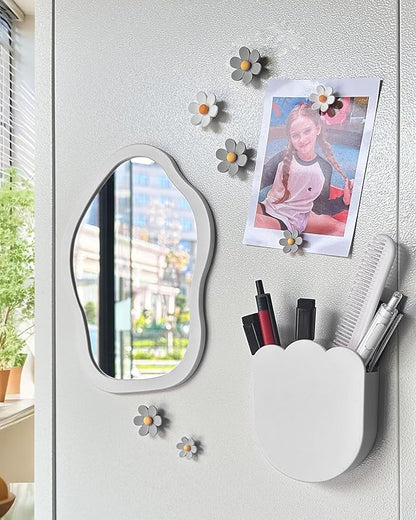 KEYDUACU 12 pcs Girls Locker Accessories, Locker Decorations Including Mirrors, whiteboards, Magnets and organizing Supplies. Ideal for Back-to-School Essentials and The Office (12 pcs-Light Gray)