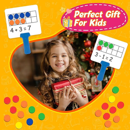 Magnetic Ten Frame Set,5 Dry Erase Paddles & 150 Math Counters,Counting Toys for Kids,Addition and Subtraction Games,Math Manipulatives 1st Grade,Kindergarten Preschool Classroom Must Haves
