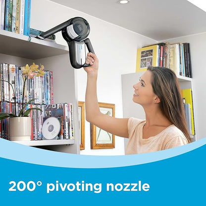 BLACK+DECKER dust buster PIVOT VAC Handheld Vacuum Cordless, Car Vacuum Portable Rechargeable, Extendible Crevice Tool and 200 Degree Pivoting Nozzle, Strong Suction, Lightweight (BDH2000PL)