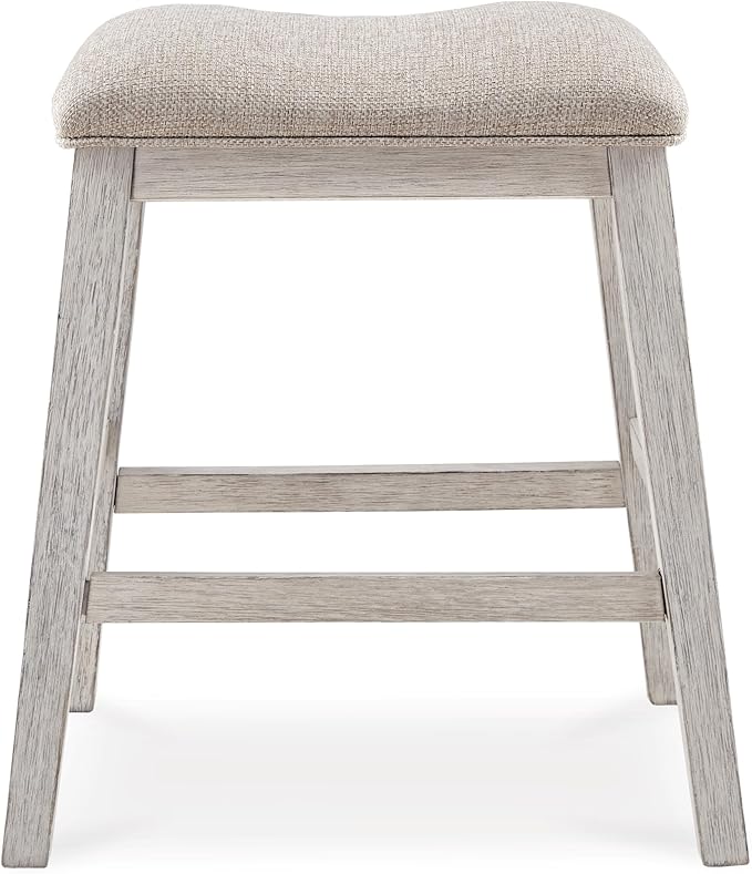 Signature Design by Ashley Skempton Modern 24" Counter Height Upholstered Barstool, 2 Count, Whitewash