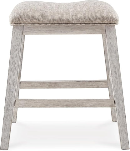 Signature Design by Ashley Skempton Modern 24" Counter Height Upholstered Barstool, 2 Count, Whitewash