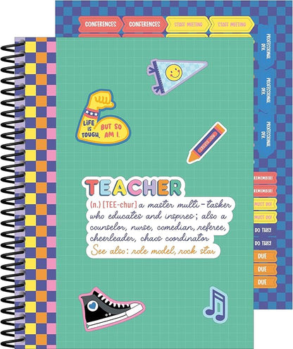 Carson Dellosa We Stick Together Teacher Planner 2025-2026, Undated 8" x 11" Lesson Plan Book With Retro Stickers, Class Schedule, Weekly Calendar, Homeschool and School Supplies, Classroom Must Haves