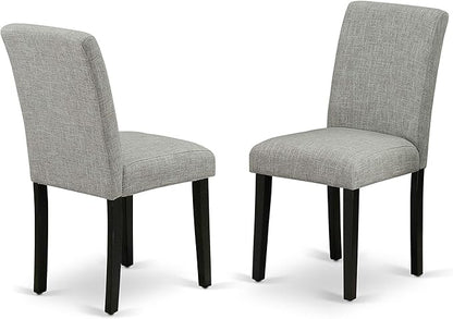 East West Furniture X696AB106-5 5 Piece Modern Dining Table Set Includes a Rectangle Wooden Table with X-Legs and 4 Shitake Linen Fabric Upholstered Parson Chairs, 36x60 Inch, Multi-Color