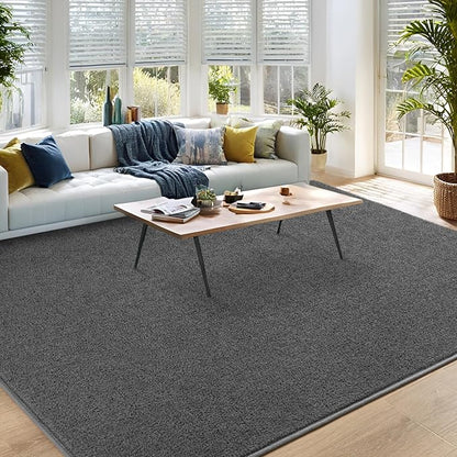 DweIke 6x9 Dark Grey Area Rugs for Bedroom, Super Soft Living Room Rug, Thickened Memory-Foam Throw Carpet, Non-Slip and Washable Carpets for Kids Boys Girls Room Dorm Nursery Home Decor