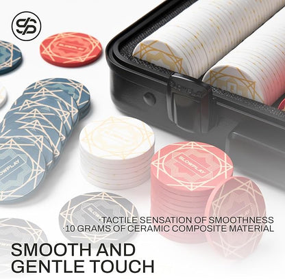 SLOWPLAY Nash Ceramic Poker Chips Set for Texas Hold'em, 300 PCS [Blank Chips], 39mm & 10g Each | Features a High-end Chip case with Extra Durable German Polycarbonate Shell