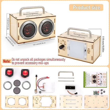 DIY Bluetooth Speaker Kit with Metal Handle STEM Projects for Kids Ages 8-12, Build Your Own Gray Portable Speaker, No Soldering Science Gift, STEM Toys for 8 9 11 13