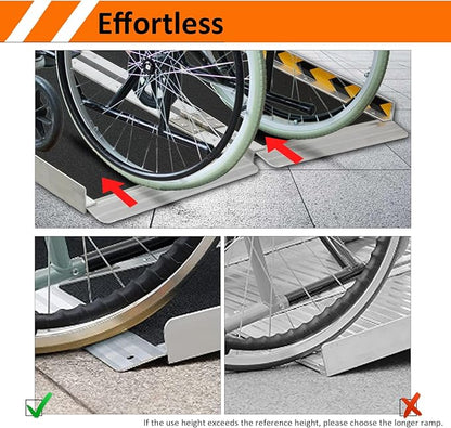 Portable Wheelchair Ramp 5FT, 60" L x 29" W Non-Skid Aluminum Foldable Handicap Ramps for Steps, 800lbs Capacity Threshold Ramps, Lightweight with Handle, for Home,Stairs,Doorways,Curbs (5FT)