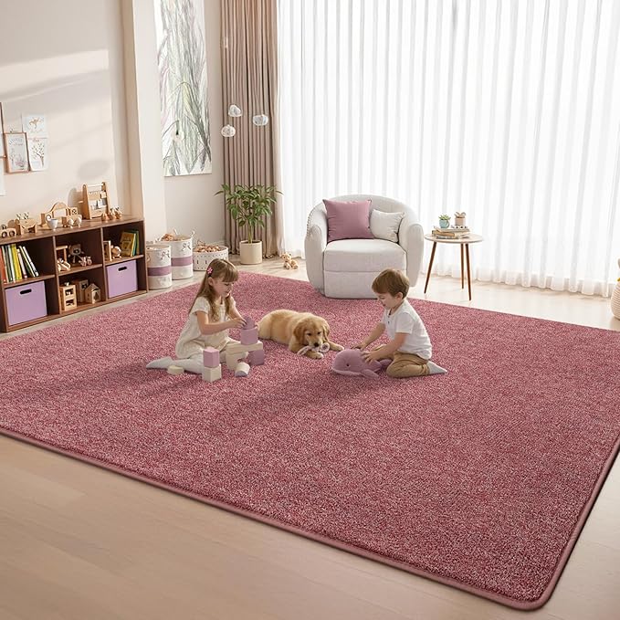 DweIke Rugs for Bedroom Living Room, 4x6 ft Red Area Rug, Washable Memory Foam Indoor Carpet, Modern Non-Slip Ultra Soft Carpets for Kids Boys Girls Adults Nursery Dorm Home Decor