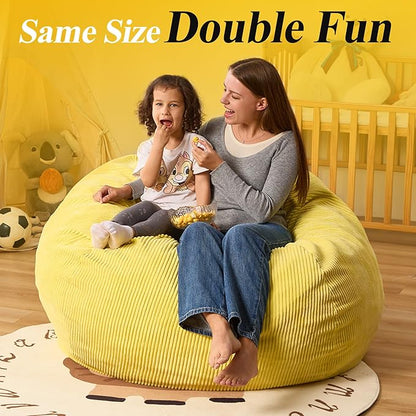 3.5FT Bean Bag Chairs Teardrop Bean Bag Chair for Adults Beanbag Chair with Memory Foam Filled Machine Washable Cover for Living Room, Bedroom (Large,Yellow)