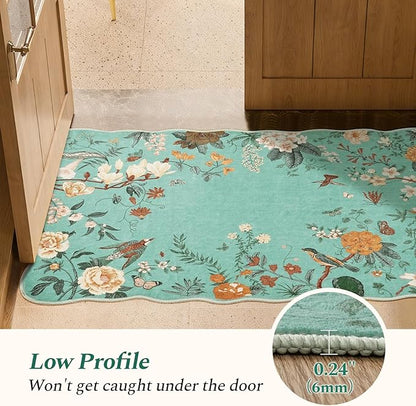 Rugflix 5x7 Floral Area Rug for Living Room, Bedroom, Machine Washable Rugs with Non-Slip Backing, Indoor Low Pile Carpet for Dining Room, Nursery, Kids Pet Friendly